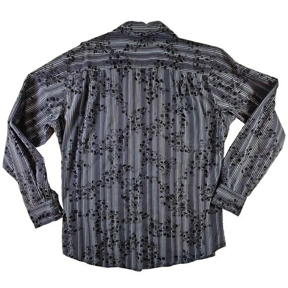 J. Ferrar Long Sleeve Button Up Shirt Mens Sz XL (17.5) Gray Flowers 100% Cotton - Picture 2 of 9